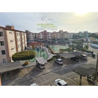 Apartamento 53m², 2/4, WC social, salas para 2 ambientes (estar e jantar), cozinha/área de serviço, 1 vaga de garagem.