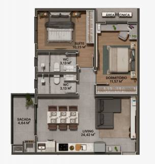 Apartamento Para Vender com 2 quartos 1 suítes no bairro Centro em Navegantes