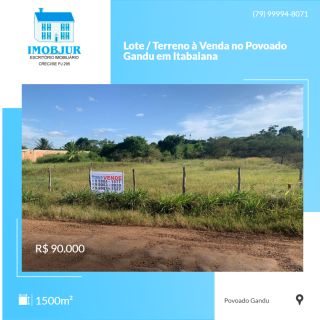 Lote / Terreno à Venda no Povoado Gandu em Itabaiana