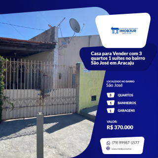 Casa para Vender com 3 quartos 1 suítes no bairro São José em Aracaju